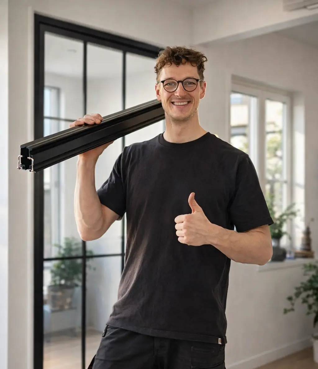 Experte prüft Projekt für individuelle Lofttüren nach Maß